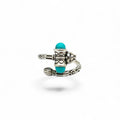 NAGPAL JEWELLERS silver Trishul band ring with turquoise stone, size 18.