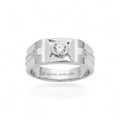 NAGPAL JEWELLERS The Vector Solitaire men's ring in silver with a single round-cut diamond.