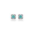 NAGPAL JEWELLERS Victorian Seafoam Tops, square silver earrings with seafoam green center stone and clear crystal accents.