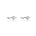 SILVAS open ring in silver featuring a round solitaire diamond and a floral diamond cluster accent